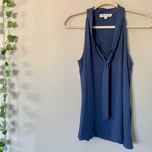 Pink Rose | Cobalt Blue Tank Top Blouse with Ties